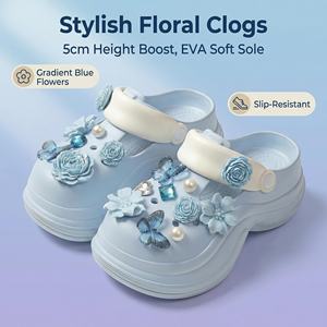 Zapatos de Tacón Alto para Mujer, Diseño Premium con Flores Azules en 3D, Transpirables, Perforados e Impermeables, para Interiores y Exteriores, 5 cm - Product Image 3