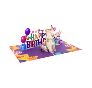 Tarjeta de Felicitación 3D Hecha a Mano con Diseño de Cachorro y Gorro de Fiesta, Regalo Especial para Amantes de los Perros - Product Image 1