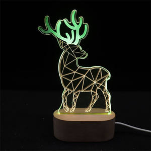 Veilleuse 3D à câble USB pour chambre à coucher, lumière changeante entre 2 couleurs, lampe de Table en forme de cerf, cadeau d'anniversaire, de noël, pour petite amie - Product Image 1