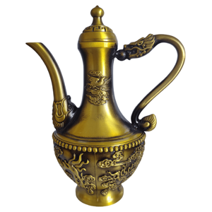 Pots à vin et théières en cuivre vintage avec motifs de dragon et de phénix Décorations d'ornements d'intérieur en métal à haut bec - Product Image 4