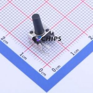 TS-1093C-A15B3-D1 Tactile Switch Bent Lead Through Hole-4P,6x6mm Single Pole Single Throw Round Button 2.5N Right Angle Insert - Product Image 1