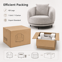 Fauteuil d'appoint pour salon, chaise moderne de luxe en tissu bouclé Teddy, fauteuil rond, mobilier d'intérieur