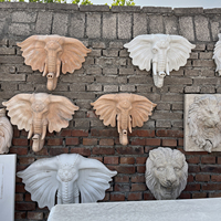 Décoration murale extérieure, statue de gorille en marbre, tête d'éléphant à suspendre au mur, tête de lion de style européen en bronze et résine sur mesure