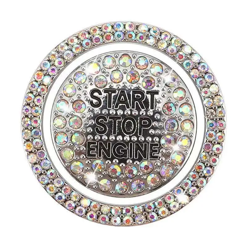 Bling diamond crystal Car Round Decoration Car Engine Start Stop Ignition Button decorative Ring Car Interior Accessories