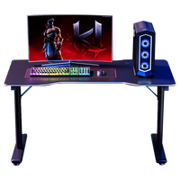 G8 LED Hauteur réglable Table de jeu Surface MDF Capacité de charge améliorée UV Graphique Cadre en acier Noir Blanc Bureau à domicile Moderne
