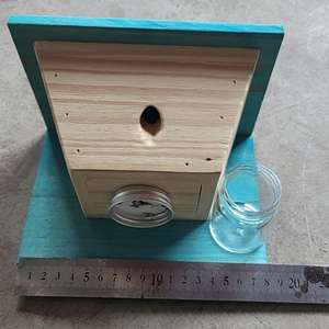 Piège à guêpes décoratif en bois naturel avec bouteille de visualisation transparente pour la maison, le jardin et la terrasse en bois, prêt à être expédié - Product Image 3