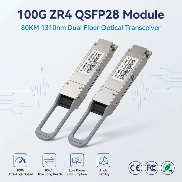 Ethernet QSFP 100G ZR4 QSFP28 LAN WDM SFP 100 Gigabit 80km 120km Optical Transceiver Module for Data Center Network