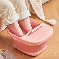 Bassin de lavage des pieds pliable et portable en plastique coloré multi-usage avec poignée pour la maison