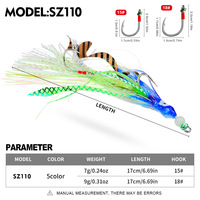 Hameçon double en fer pour pêche au calamar, leurre artificiel Luya 17cm pour morue et bar, pendentifs et breloques pour bateau de pêche à la traîne lente
