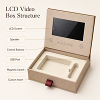 Boîte de présentation vidéo LCD personnalisable et écologique, style livre, avec pochette pour échantillons et écran, pour coffret cadeau d'entreprise