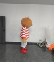 Costume de mascotte d'ours personnalisé pour adulte, à rayures rouges et blanches, en matériau EVA, unisexe, avec chaussures en PU rouge personnalisées, en promotion