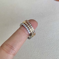 Bague unisexe minimaliste style Instagram, design de niche, ultra-brillante, électroplaquée, micro-sertie, demi-rangée, avec dix verres, cercle uni