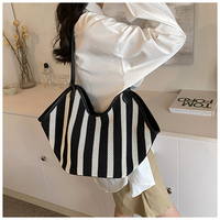 Sac à bandoulière durable en maille tissée rayée, grande capacité, pour femme, idéal pour le travail quotidien, le campus et les sorties