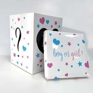 Boîte surprise cube en papier pour révélation du sexe garçon ou fille, ballon de bénédiction, décoration d'<span class=keywords><strong>anniversaire</strong></span>, fournitures de fête - Product Image 1
