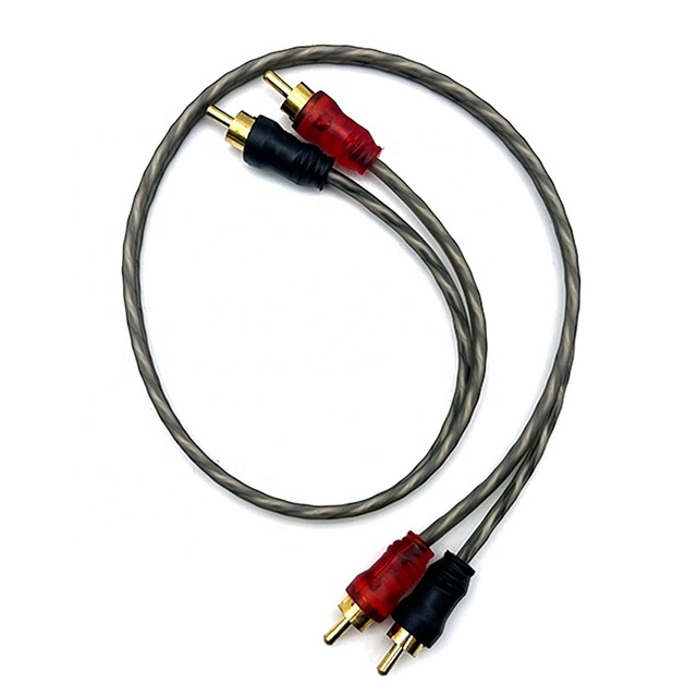 High End Car RCA Signal Cable 0.5M Copper Braid Shielded RCA Cable Male to Male Gold Plated Car RCA Cable