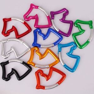 Promotional Laser Engraved Assorted Color Novelty Aluminum Alloy Eco-friendly Carabiner Clip Keychain Horse Head Shape <b>Snap</b> - Product Image 3