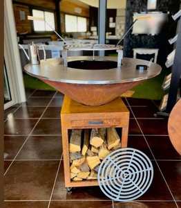 Steel Barbecue Grill <b>Table</b> Outdoor Cooking Rust Bbq Grill Garden Kitchens Corten Charcoal Barbecue Grill - Product Image 4