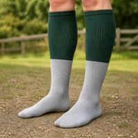Chaussettes d'équitation sur mesure vert forêt en coton, hauteur genou, pour bottes d'équitation et entraînement, vente en gros