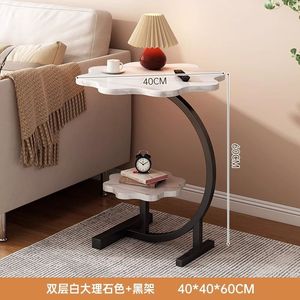 Mesa <span class=keywords><strong>de</strong></span> borde <span class=keywords><strong>de</strong></span> madera maciza con flores para hogar pequeño, mesa <span class=keywords><strong>de</strong></span> <span class=keywords><strong>centro</strong></span> <span class=keywords><strong>de</strong></span> doble capa, dormitorio, mesita <span class=keywords><strong>de</strong></span> noche móvil, mesa redonda pequeña - Product Image 4