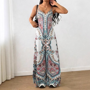 <span class=keywords><strong>Tuta</strong></span> da donna stampata stile bohémien, casual estiva, versatile, <span class=keywords><strong>con</strong></span> scollo a V e spalline, pantaloni a gamba larga - Product Image 3