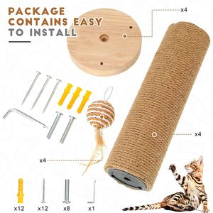 <strong>Pet</strong> Supplies Wooden Shelf <strong>Wall</strong> Mounted 4 Pack Wood Jute Rope Scratching Cat Climbing Frame Steps <strong>Wall</strong> Shelves