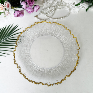<span class=keywords><strong>Assiettes</strong></span> de Présentation Économiques en PS, 33 cm, pour Mariage, Fêtes, Style Vintage, Or, avec Plateau, Bordures Noires, Argentées, Dorées, Transparentes en Acrylique et Plastique - Product Image 2