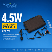 Maxsolar MAX-AM4.5 Panneau Solaire Amorphe 4,5W 18V avec Chargeur de Batterie à Efficacité de 8% et Mainteneur de Charge Lente et Pince Crocodile