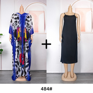 Abito da spiaggia stampato plus size per donne africane, vestito ampio protettivo dal sole, abito in chiffon AliExpress due pezzi. - Product Image 3