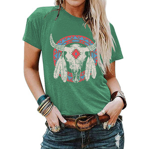 <span class=keywords><strong>2023</strong></span> Super Chic aztèque Vintage tête de <span class=keywords><strong>taureau</strong></span> t-shirts femmes surdimensionné graphique femmes été t-shirt - Product Image 6