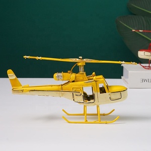 Modelo de Helicóptero Retro de 35 cm, Decoración para el Hogar, Figuras de Aviones de Hierro, Artesanía de Metal Hecha a Mano, Avión de Color Rojo - Product Image 3