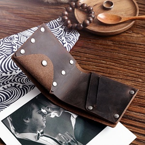 Vintage Handmade Luxury Women's Short Wallet Genuine Leather Top Layer Horizontal Crazy Horse Button Fold Open Portable Daily - Product Image 5