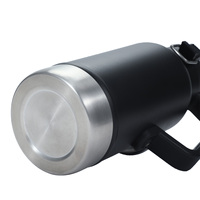 Mug isotherme portable en acier inoxydable avec poignée et couvercle, grande capacité 32/64 oz, pour sport et extérieur, avec logo personnalisé, type baril à bière, pot de voyage