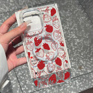 Funda para Teléfono con Diseño de Fresa Roja Fresca para Apple 17 Pro, Funda Suave para 16/15 con Anillo Magnético, Estilo Popular de Influencers, Funda Protectora - Product Image 2
