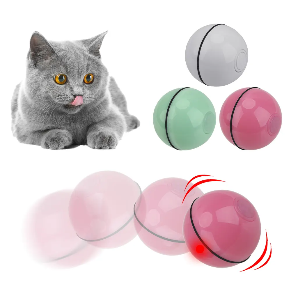 USB القط لعبة الكرة التفاعلية كرة دوارة التلقائي الدورية الحيوانات الأليفة لعب لعبة اللعب للقطط الكلب هريرة USB الكهربائية LED فلاش كرات