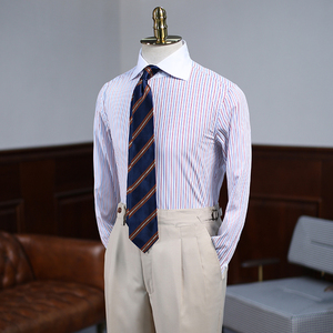 <span class=keywords><strong>Camisa</strong></span> a Rayas para Hombre con <span class=keywords><strong>Cuello</strong></span> en Contraste y Puños Blancos, Estilo Winchester, Formal <span class=keywords><strong>de</strong></span> Negocios, Estilo Italiano Clásico - Product Image 3