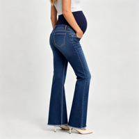 Jean de maternité évasé pour femme, en denim extensible, tendance, décontracté, confortable pour le quotidien