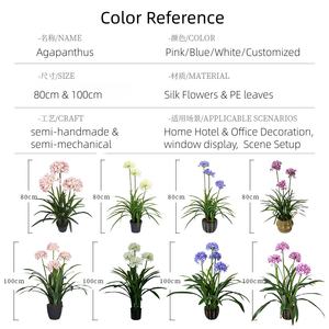 Agapanthes artificielles fleur de soie avec pot en plastique <span class=keywords><strong>noir</strong></span> pour mariage maison bureau verdure porche jardin décor bleu rose <span class=keywords><strong>blanc</strong></span> - Product Image 2