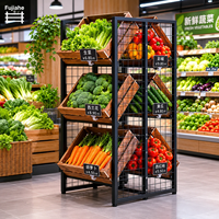 4-Tier metalen en houten displaystandaard, lange vloerstaande kruidenier met verstelbaar, zwaar retailrek voor thuis, keuken