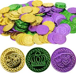 Mardi Gras-Monedas de plástico, colores metálicos - Product Image 3