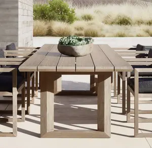 ชุดลานสวนโต๊ะกลางแจ้งเฟอร์นิเจอร์ไม้สักโต๊ะรับประทานอาหารทรงสี่เหลี่ยม