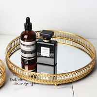 Dropshipping nampan penyimpanan perhiasan dekoratif logam meja rias cermin emas Shopify pengatur parfum kosmetik