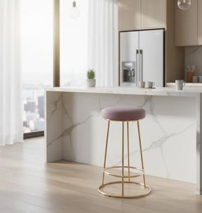 Tabourets de bar en velours sur mesure, design moderne, hauteur réglable, assise en velours moelleux, structure robuste pour comptoir de bar - Product Image 2