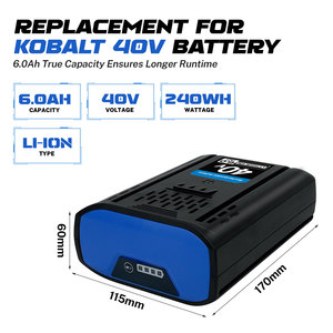 Batterie de remplacement 40V 2Ah 4Ah 6Ah compatible avec les batteries d'outils électriques sans fil Kobalt <span class=keywords><strong>KB</strong></span>-540-06 KB440-06 KB240-06 - Product Image 2