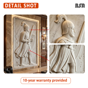 Rilievo in Marmo Bianco dei Cavalieri <span class=keywords><strong>Templari</strong></span> Tradizionali di Alta Qualità BSA, Personalizzabile per Decorazioni Interne ed Esterne di Ville e Hall - Product Image 3