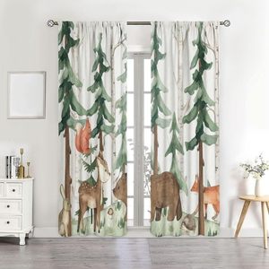 Tende per <span class=keywords><strong>Cameretta</strong></span> con Animali della Foresta, Tema Orso e Fauna Selvatica, Decorazioni per Finestre per Bambini, Soggiorno e Camera da Letto - Product Image 3