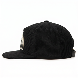 Casquette en velours côtelé non structurée avec logo brodé personnalisé OEM à 5 panneaux et fermeture snapback - Product Image 4