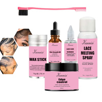 Colle en spray imperméable sans alcool à base de plantes naturelles pour perruques, cire coiffante forte tenue pour le contrôle des bords, kit d'installation de perruques