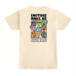T-shirt Emotions Make Us Human, t-shirt grafica in cotone girocollo unisex per adulti - Product Image 2