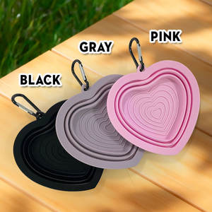 Ciotola per Animali Domestici Pieghevole Ecologica a Forma di Cuore in <span class=keywords><strong>Silicone</strong></span>, Portatile per Cibo e Acqua, Ideale per Campeggio e Viaggi - Product Image 2