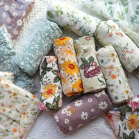Label Kustom Pola Dasar Katun Muslin Bedong Bayi Baru Lahir Bungkus 120*120Cm Lembut Anti-kerut Selimut Tempat Tidur Bayi